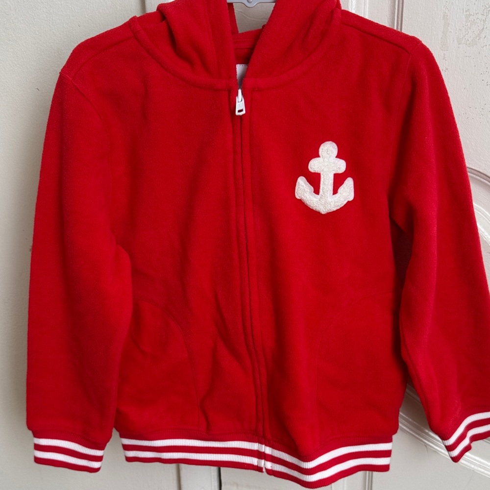 Janie and Jack Red Anchor Kids zippered Hoodie size 3-4 for boys